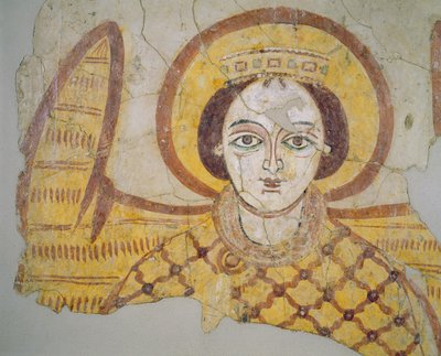 Crowned archangel with spread wings, from the cathedral of Faras, Sudan by Coptic